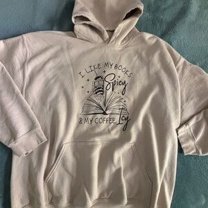 Comfy spicy book cream colored hoodie
